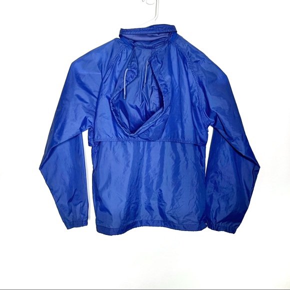 Vtg Atlantic Traders Sz M Jacket Windbreaker Blue 21x26” Hidden Hood - Picture 2 of 13